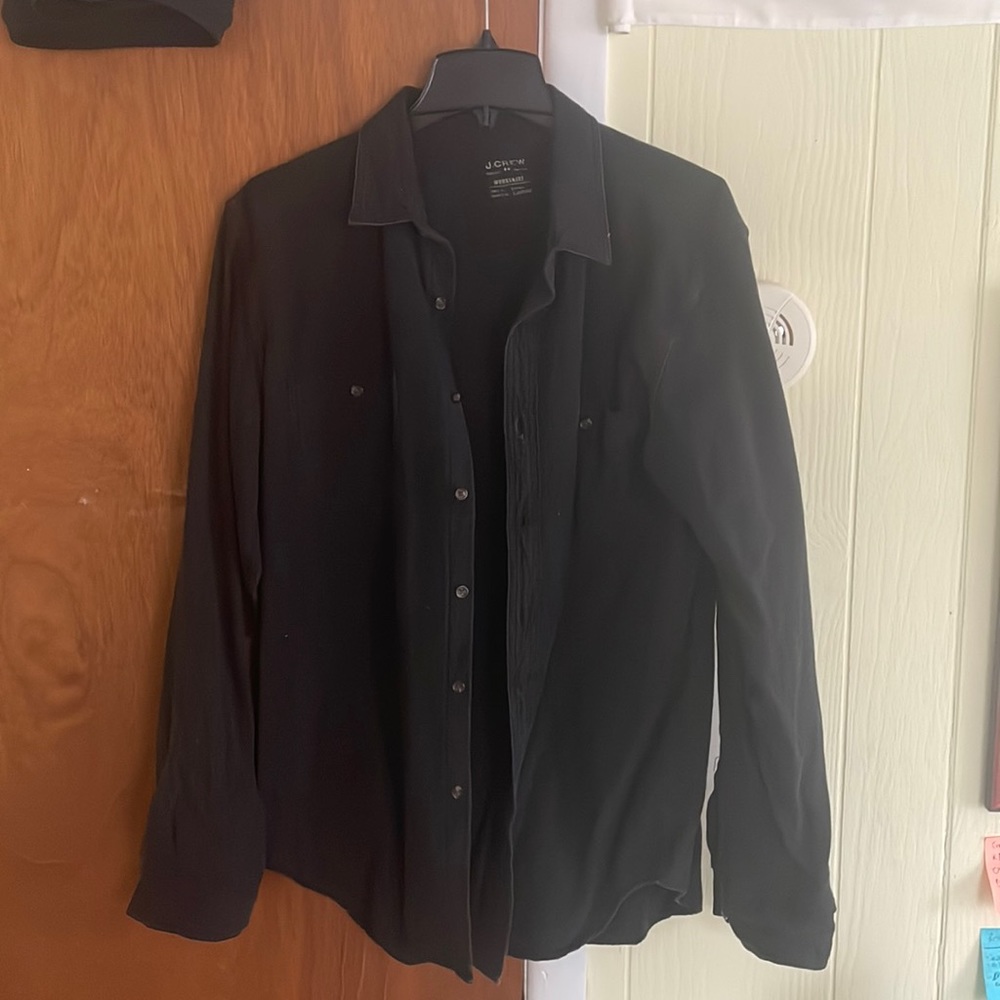 J Crew work shirt, size large, color black, very lightly worn.